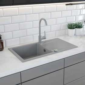 Granitový drez Deante EVORA, 780x440 mm, metalická šedá (1)