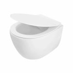 WC závesné Deante SILIA, rimless, keramika, sedátko soft close, biele (1)
