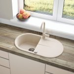 Granitový drez Deante PIVA, 780×440 mm, oblý, béžový (1)