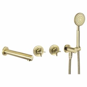 Podomietková vaňová batéria Deante TEMISTO v mosadznej úprave so sprchovým setom